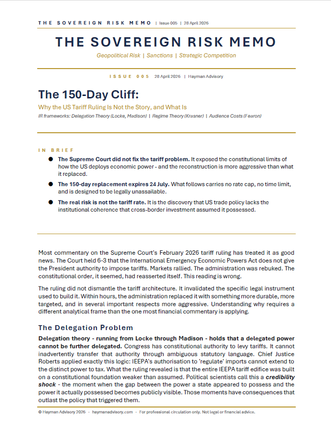 The Sovereign Risk Memo